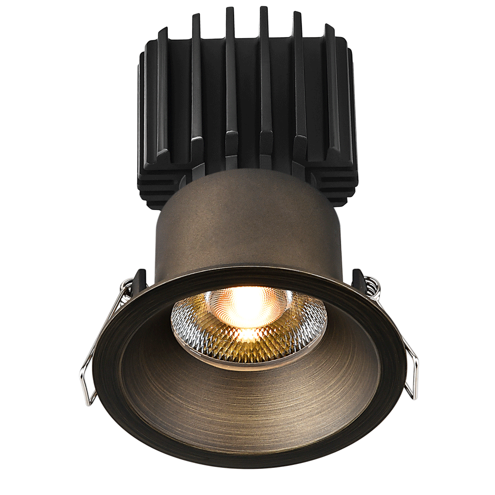 Tangra 3" Fixed Round Recessed Thin Bronze Trim Reflector Semi-frosted glass 20° 30K CRI98 with 120-347V-0-10V-Dimmable Commercial Driver