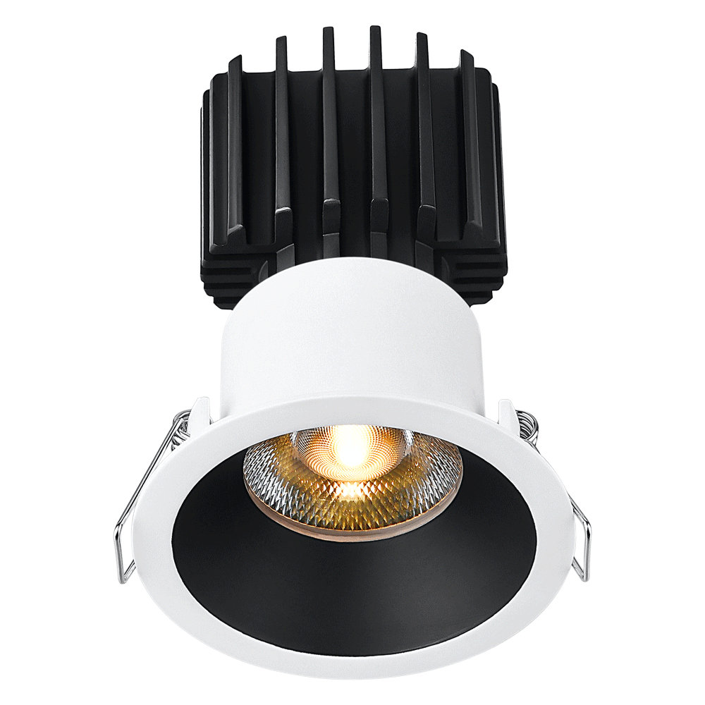 Tangra 3" Fixed Round Recessed Thin White-Black Duo Trim Reflector Clear glass 36° 30K CRI95 with 120V Commercial Driver