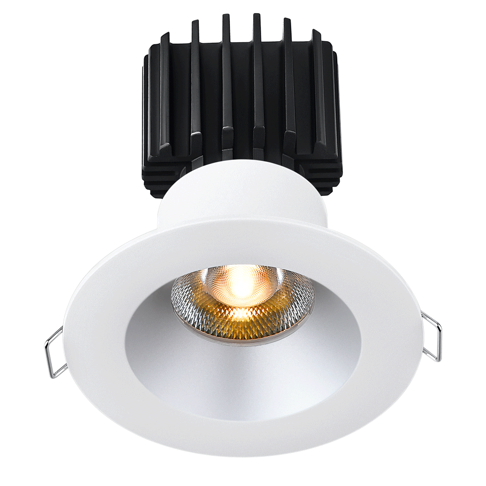Tangra 3" Fixed Round Recessed Wide Alzak Trim Lens White 50° 5CCT CRI95 with 120V Residential Driver