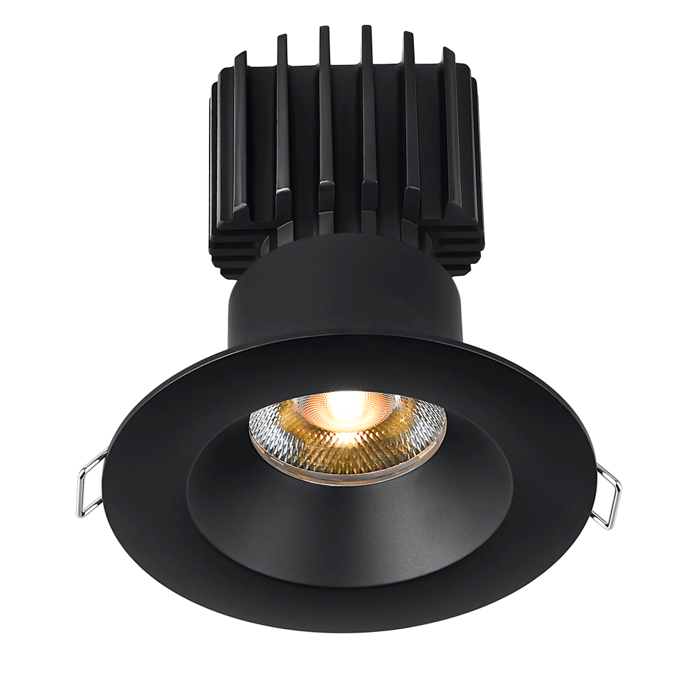 Tangra 3" Fixed Round Recessed Wide Black Trim Reflector Semi-frosted glass 36° 5CCT CRI95 with 120-347V 0-10V Residential Driver