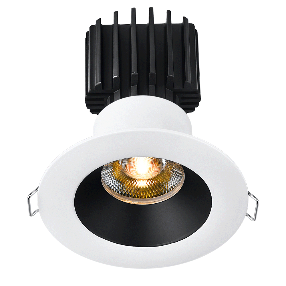 Tangra 3" Gimbal Round Recessed Wide White-Black Duo Trim Lens Black 24° 30K CRI95 with 120-347V 0-10V Dimmable Residential Driver
