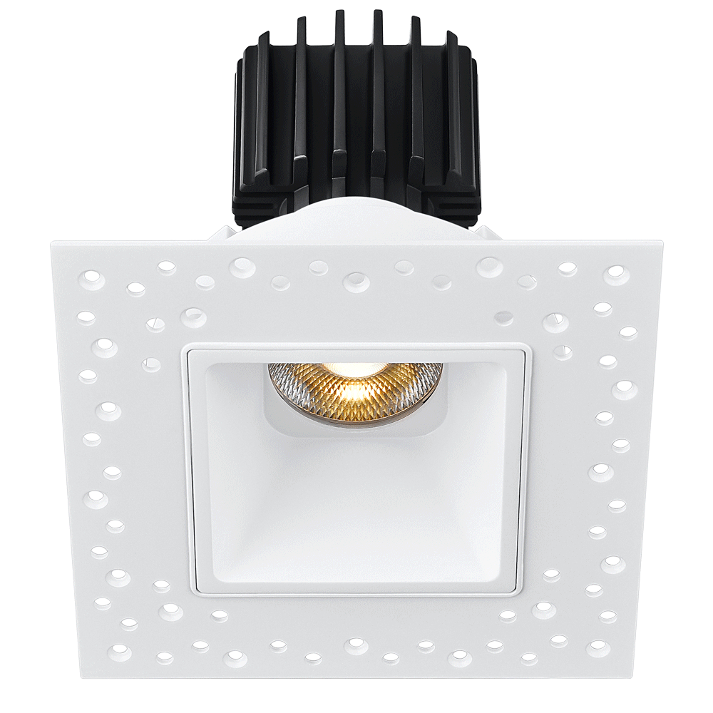 Tangra 3" Fixed Square Deep Regressed Invisible White Trim Reflector Semi-frosted glass 36° DTW 30K to 18K CRI95 with 120-347V 0-10V Dimmable Residential Driver