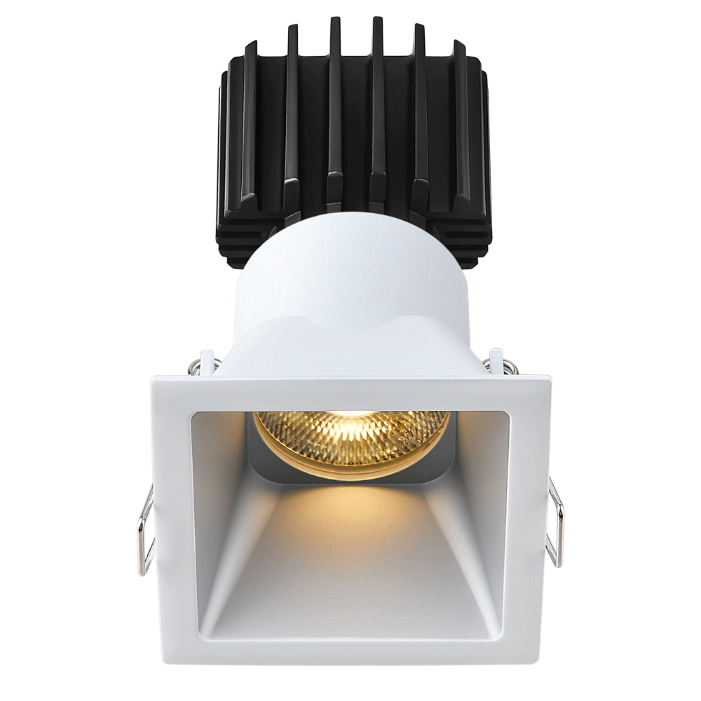 Tangra 3" Fixed Square Deep Regressed Thin Alzak Trim Reflector Frosted glass 50° 30K CRI95with 120-347V 0-10V Dimmable Commercial Driver