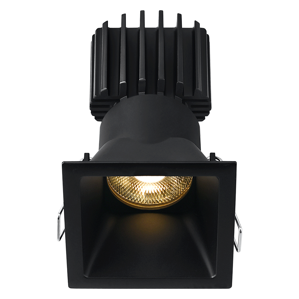 Tangra 3" Fixed Square Deep Regressed Thin Black Trim Lens Black 24° DTW 30K to 18K CRI95 with 120V Commercial Driver