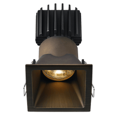 Tangra 3" Fixed Square Deep Regressed Thin Bronze Trim Lens Black 36° DTW 30K to 18K CRI95 with 120-347V 0-10V Dimmable Residential Driver