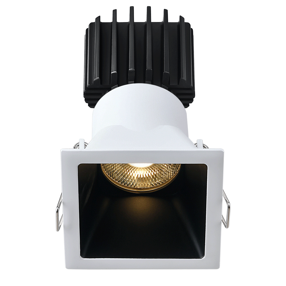 Tangra 3" Fixed Square Deep Regressed Thin White-Black Duo Trim Reflector Frosted glass 50° 4CCT+DTW 35K to 27K CRI90 with 120-347V 0-10V Dimmable Residential Driver
