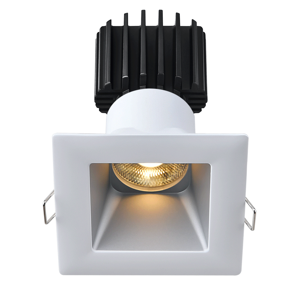 Tangra 3" Fixed Square Deep Regressed Wide Alzak Trim Lens White 50° 30K CRI95 with 120V Commercial Driver