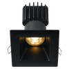 Tangra 3" Fixed Square Deep Regressed Wide Black Trim Reflector Clear glass 20° 30K CRI98 with 120V Commercial Driver