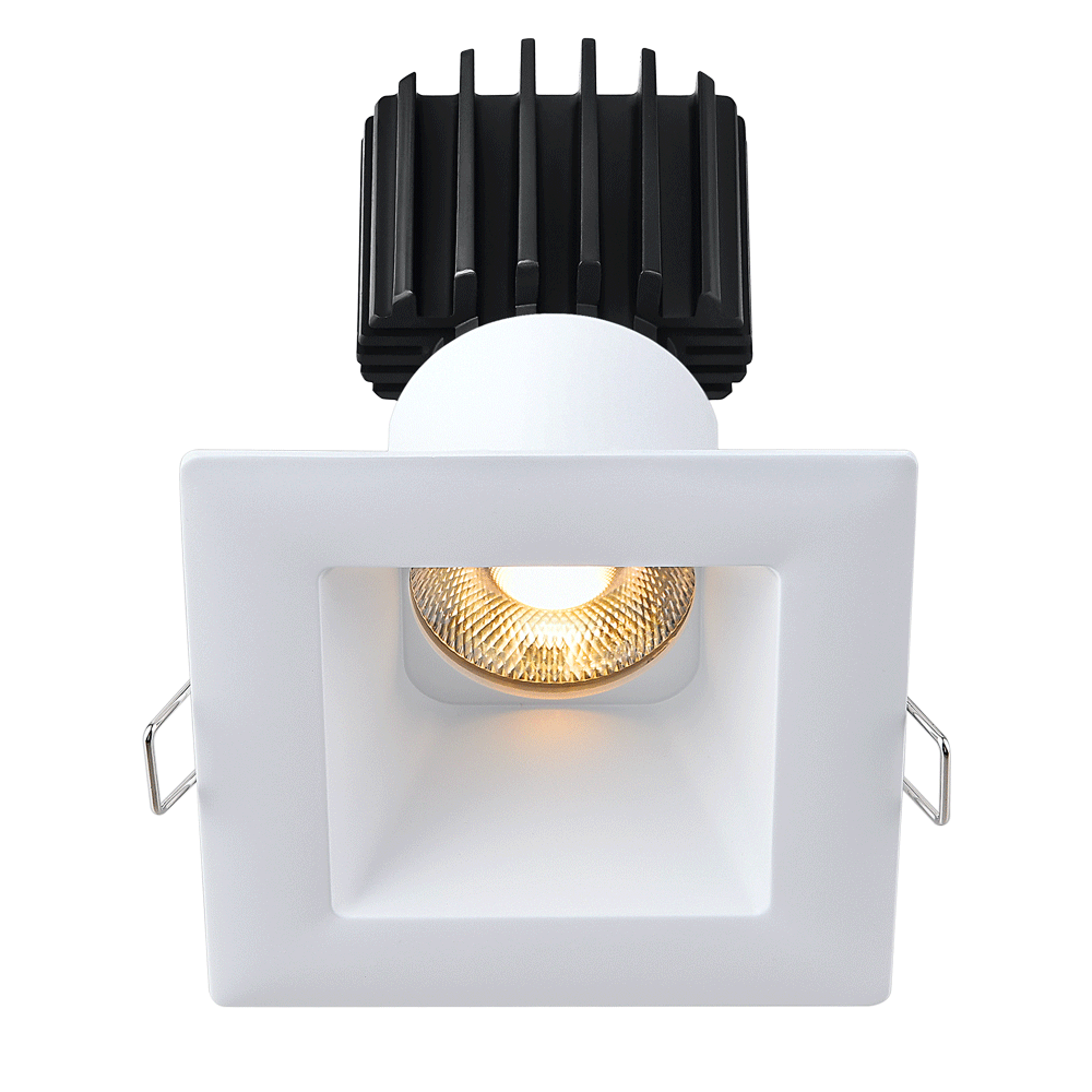 Tangra 3" Fixed Square Deep Regressed Wide White Trim Lens White 36° DTW 30K to 18K CRI95 with 120-347V 0-10V Dimmable Commercial Driver