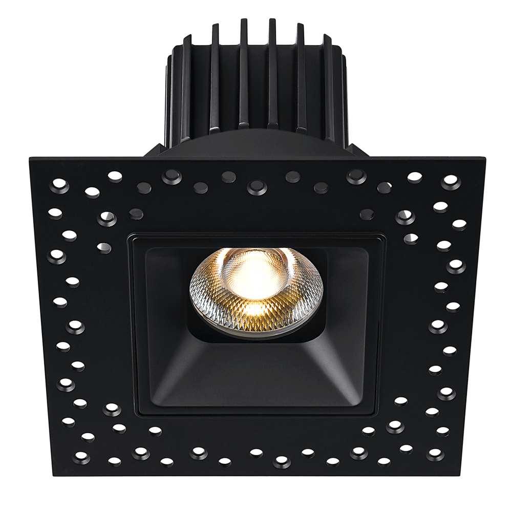 Tangra 3" Fixed Square Recessed Invisible Black Trim Reflector Frosted glass 60° 5CCT CRI95 with 120-347V 0-10V Dimmable Residential Driver
