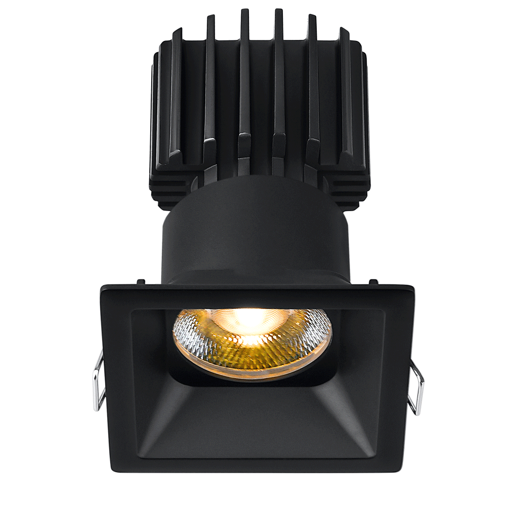 Tangra 3" Fixed Square Recessed Thin Black Trim Lens Black 24° 30K CRI95 with 120V Commercial Driver