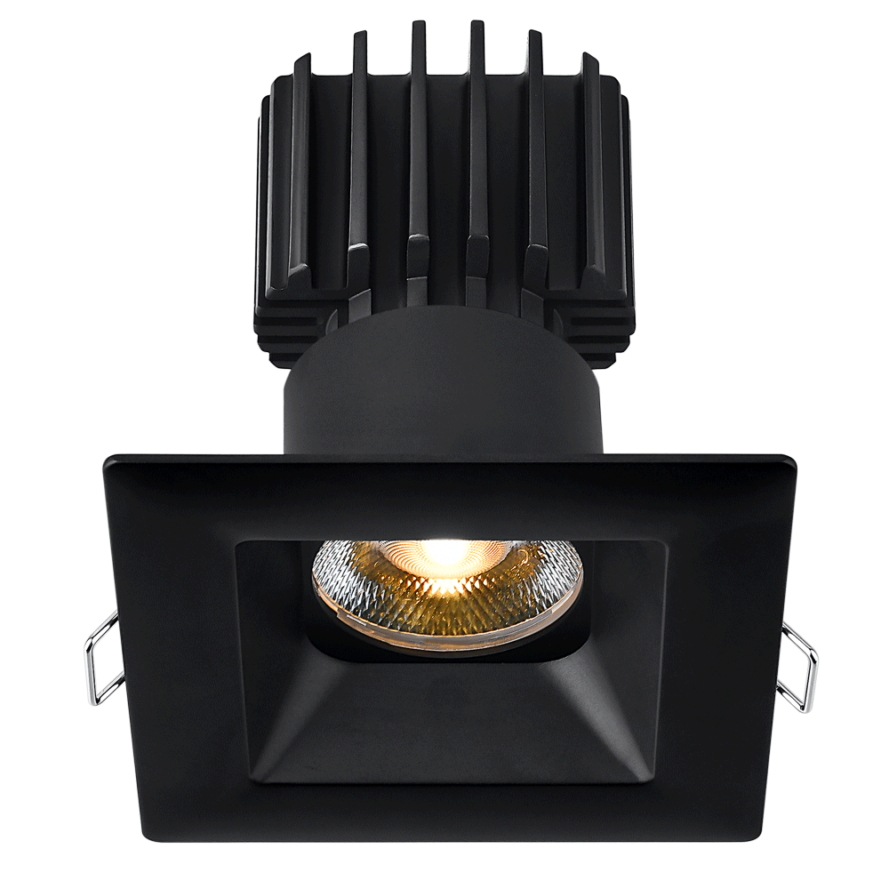 Tangra 3" Fixed Square Recessed Wide Black Trim Lens Black 24° 30K CRI98 with 120-347V 0-10V Dimmable Residential Driver