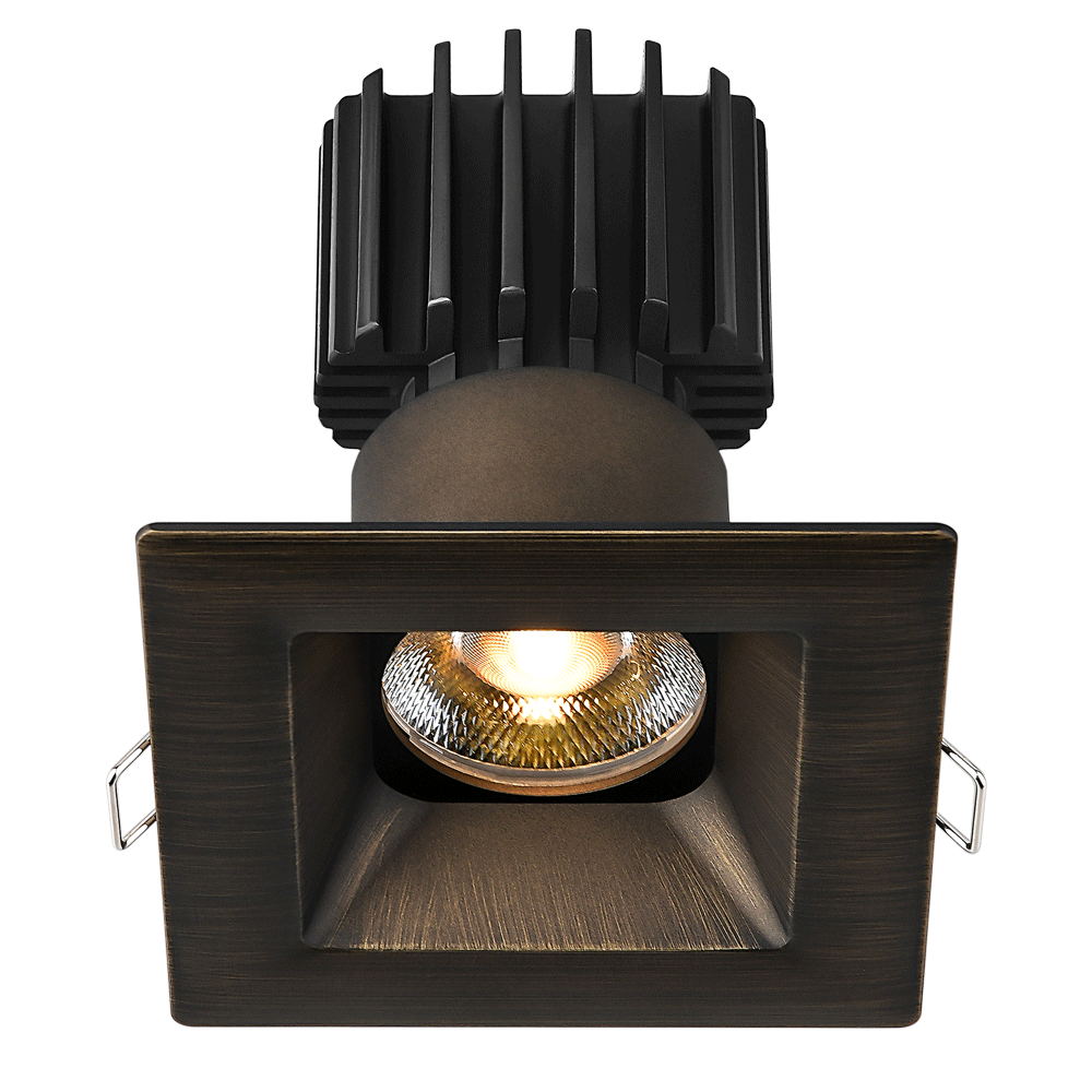Tangra 3" Fixed Square Recessed Wide Bronze Trim Lens Black 36° 5CCT CRI95 with 120V Residential Driver