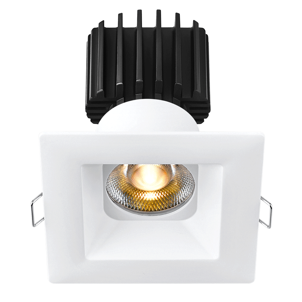 Tangra 3" Fixed Square Recessed Wide White Trim Lens White 24° 30K CRI98 with 120-347V 0-10V Dimmable Commercial Driver