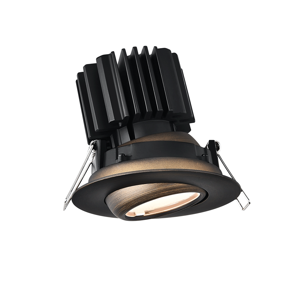Tangra 3" Gimbal Round Flat Wide Bronze Trim Reflector Clear glass 20° 30K CRI95 with 120-347V 0-10V Dimmable Residential Driver