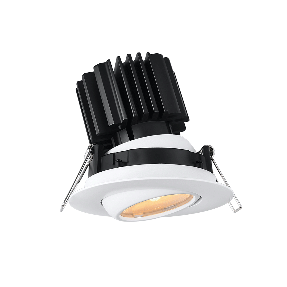 Tangra 3" Gimbal Round Flat Wide White Trim Reflector Clear glass 20° 30K CRI98 with 120V Commercial Driver