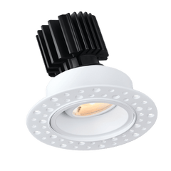 Tangra 3" Gimbal Round Recessed Invisible White Trim Reflector Frosted glass 50° DTW 30K to 18K CRI95 with 120V Commercial Driver