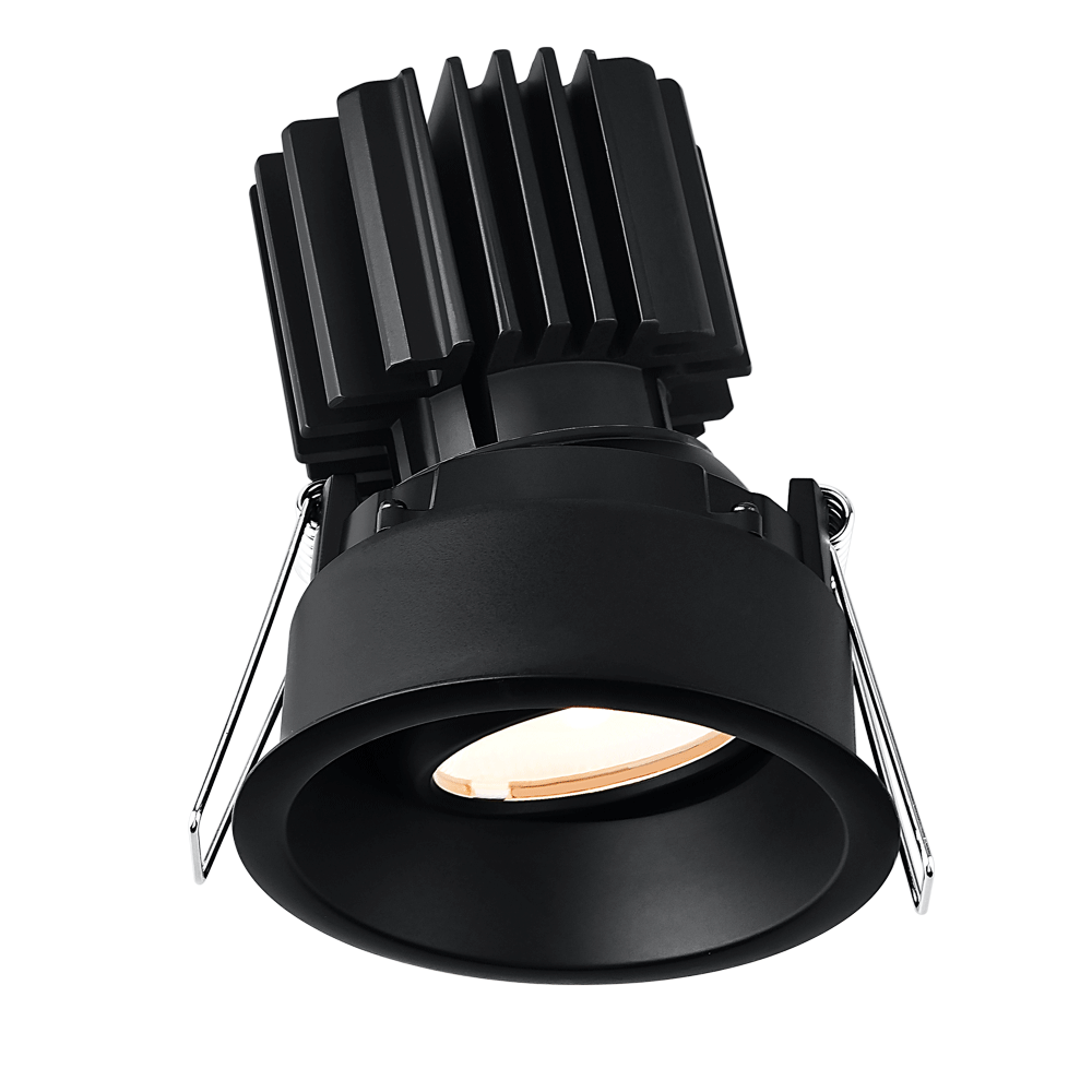 Tangra 4" Gimbal Round Sloped Wide Black Trim Reflector Semi-frosted glass 20° 5CCT CRI98 with 120-347V 0-10V Dimmable Residential Driver