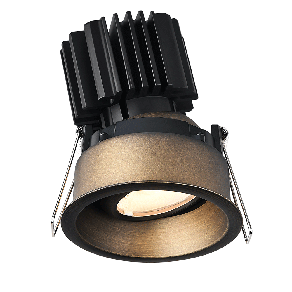 Tangra 4" Gimbal Round Sloped Wide Bronze Trim Reflector Semi-frosted glass 36° 30K CRI95 with 120V Commercial Driver