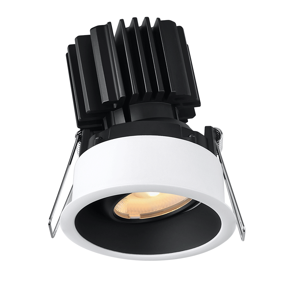 Tangra 3" Gimbal Round Recessed Thin White-Black Duo Trim Reflector Clear glass 20° 5CCT CRI98 with 120-347V 0-10V Dimmable Residential Driver