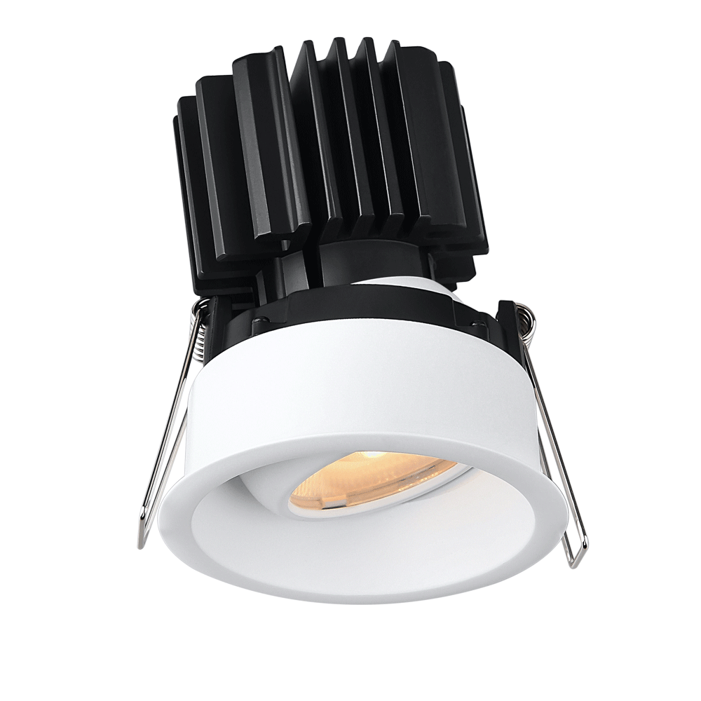 Tangra 3" Gimbal Round Recessed Thin White Trim Reflector Clear glass 36° 5CCT with 120V Commercial Driver