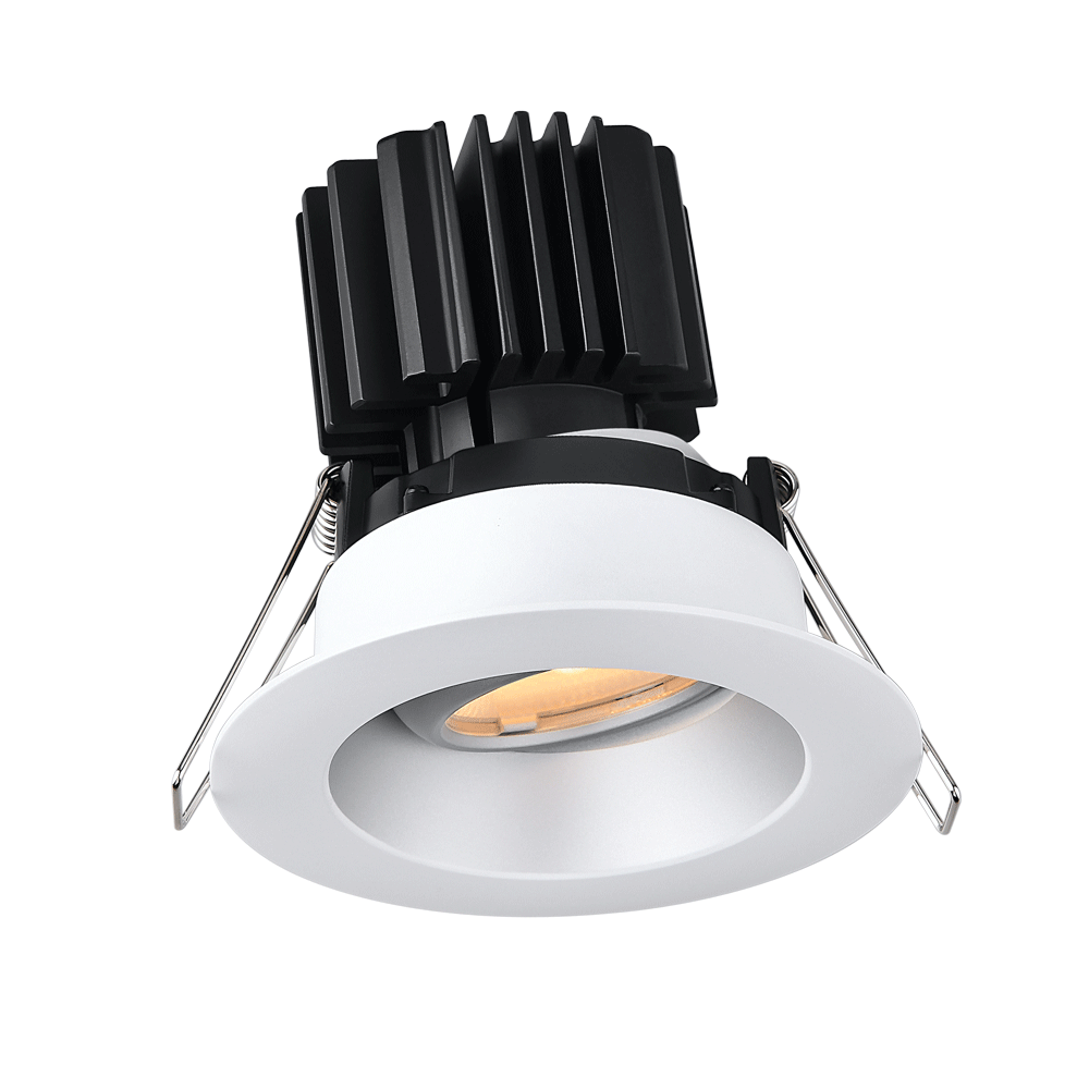 Tangra 3" Gimbal Round Recessed Wide Alzak Trim Reflector Frosted glass 60° DTW 30K to 18K CRI95 with 120V Residential Driver