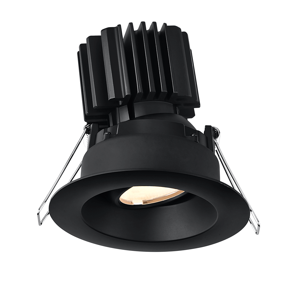 Tangra 3" Gimbal Round Recessed Wide Black Trim Reflector Frosted glass 60° 30K CRI98 with 120-347V 0-10V Dimmable Commercial Driver