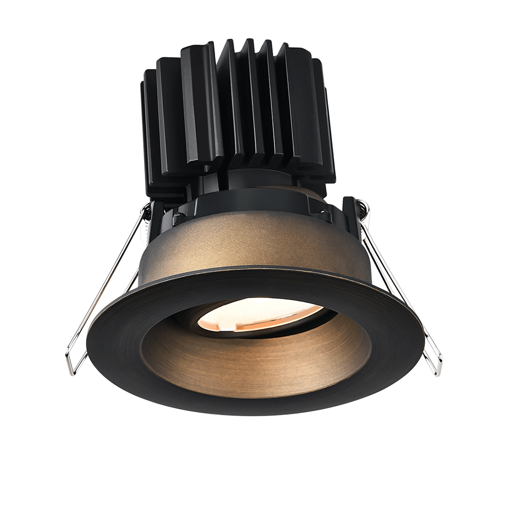 Tangra 3" Gimbal Round Recessed Wide Bronze Trim Reflector Frosted glass 50° 5CCT CRI98 with 120-347V 0-10V Dimmable Commercial Driver