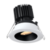Tangra 3" Gimbal Round Recessed Wide White-Black Duo Trim Reflector Frosted glass 60° 30K CRI95 with 120V Commercial Driver