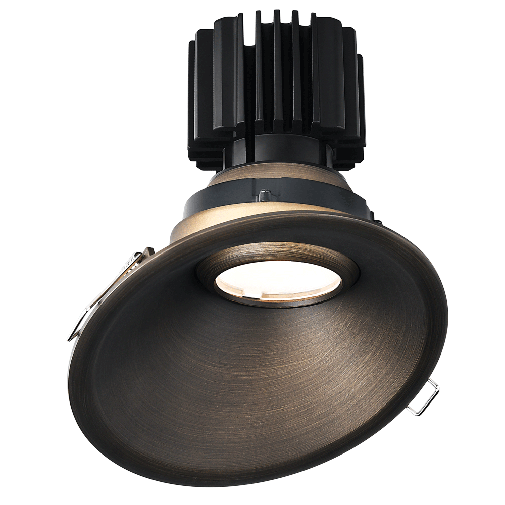 Tangra 4" Gimbal Round Sloped Thin Bronze Trim Reflector Frosted glass 50° 30K CRI98 with 120-347V 0-10V Dimmable Residential Driver
