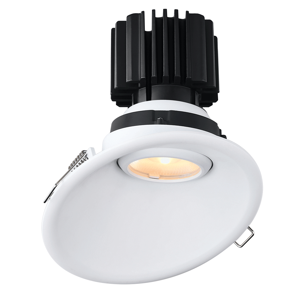 Tangra 4" Gimbal Round Sloped Thin White Trim Lens White 50° 5CCT CRI95 with 120-347V 0-10V Dimmable Residential Driver