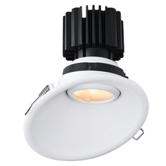 Tangra 4" Gimbal Round Sloped Thin White Trim Reflector Semi-frosted glass 36° DTW 30K to 18K CRI95 with 120V Commercial Driver