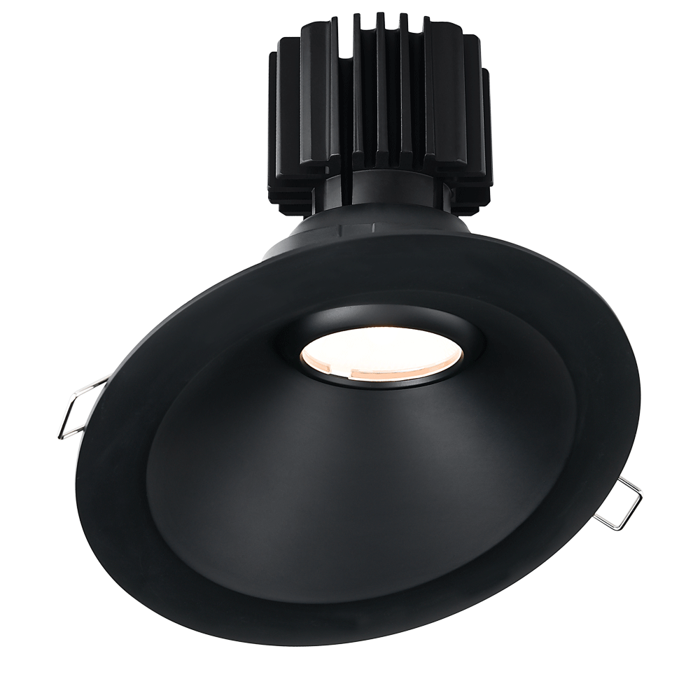 Tangra 4" Gimbal Round Sloped Wide Black Trim Lens Black 24° 30K CRI95 with 120-347V 0-10V Dimmable Residential Driver