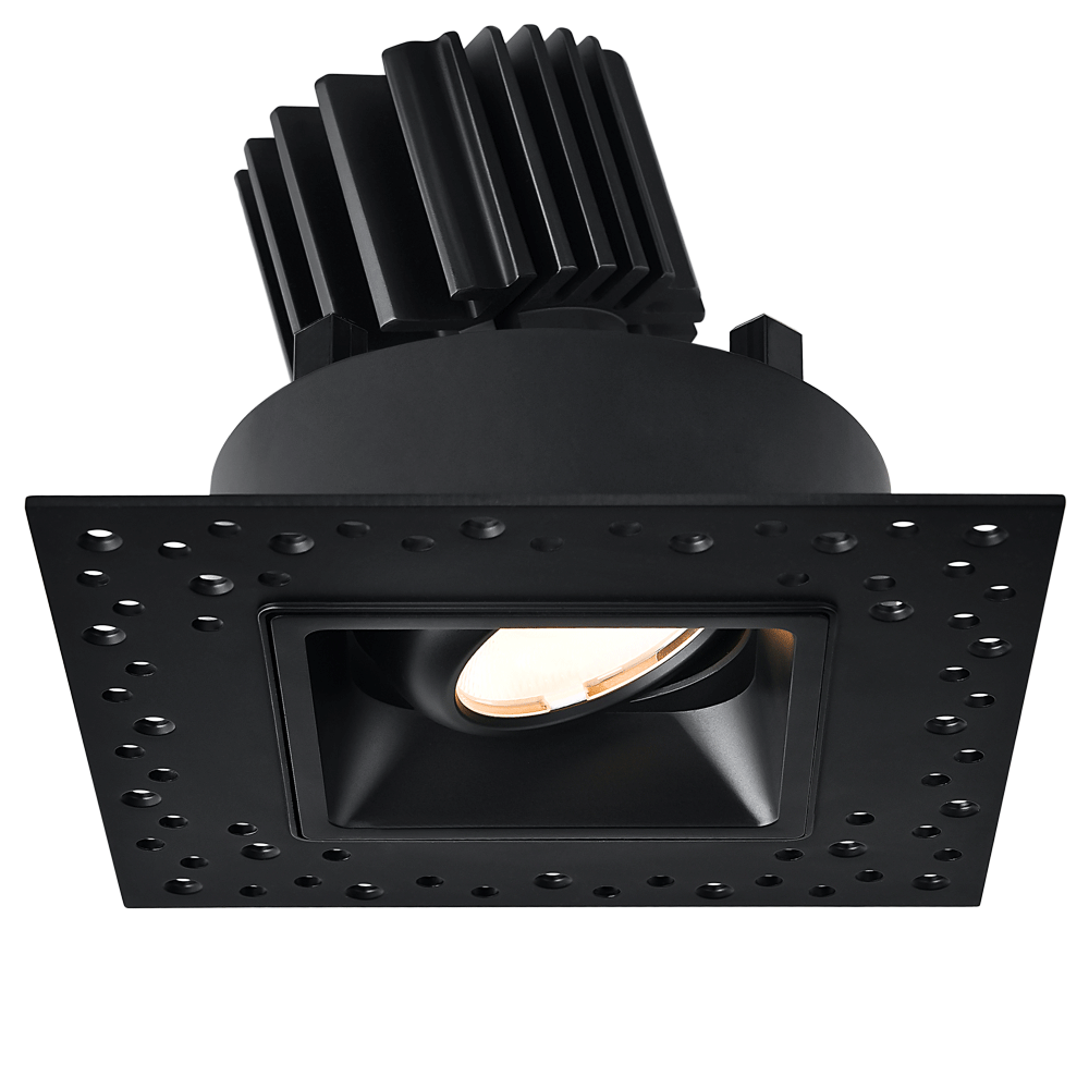 Tangra 3" Gimbal Square Invisible Black Trim Reflector Semi-frosted glass 36° DTW 30K to 18K CRI95with 120-347V 0-10V Dimmable Commercial Driver