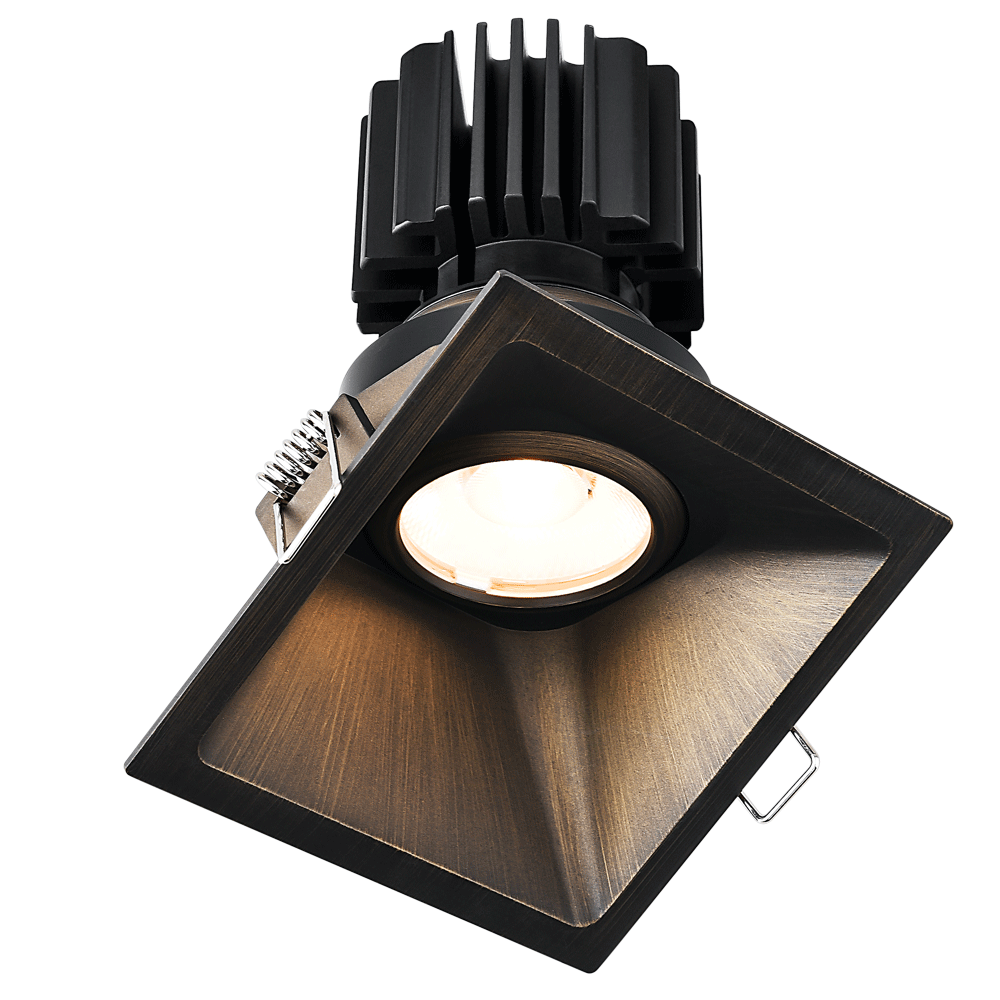 Tangra 4" Gimbal Square Sloped Thin Bronze Trim Lens Black 50° 4CCT+DTW 35K to 27K CRI90 with 120-347V 0-10V Dimmable Commercial Driver