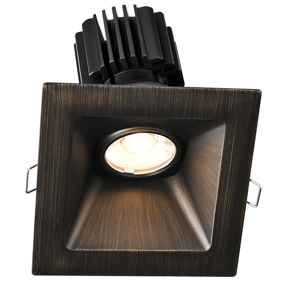 Tangra 4" Gimbal Square Sloped Wide Bronze Trim Reflector Frosted glass 50° 5CCT CRI98 with 120-347V 0-10V Dimmable Residential Driver