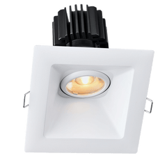 Tangra 4" Gimbal Square Sloped Wide White Trim Reflector Clear glass 36° DTW 30K to 18K CRI95 with 120V Residential Driver