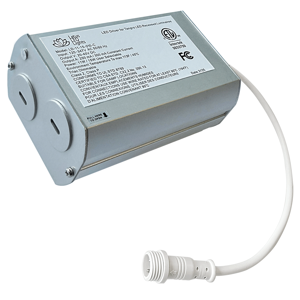 LOTUS LD-11-15-010-C-FP Full Price 0-10V Dimmable driver for Tangra fixtures 11W/15W user selectable 120V-347V with Commercial connectors