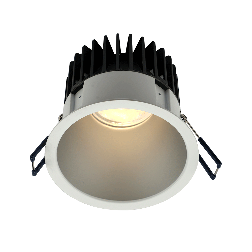 Lotus LED Lights LD4R-3018K-4R-SR-TT-15D 4 inch Round Thin Trim Deep Regressed LED Downlight 15W Dim To Warm 3000-1800K - 15 Deg. Beam Angle - Silver Reflector White Thin Trim