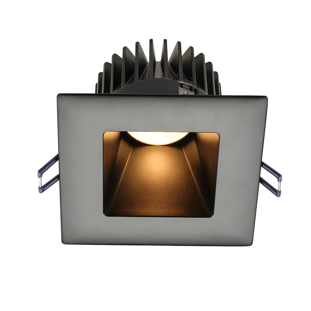 Lotus LED Lights LD4S-40K-4S-CPL-BK 4 inch Square Corrosion Resistant Deep Regressed LED Downlight 15W 4000K - 30 Deg. Beam Angle - Polycarbonate Black Trim