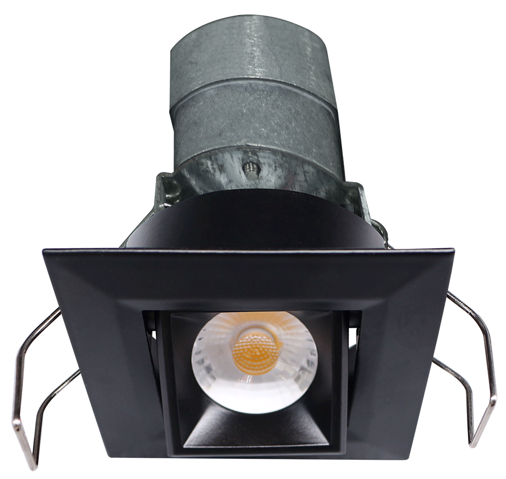 Lotus LED Lights LED-1-S6W-30K-BK-24V-G-SQ-24D 2" Square Gimbal Mini Recessed LED Black 24V AC/DC 6W 3000K 480 lm 24° Light Beam