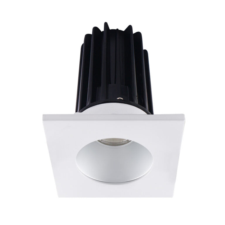 Lotus LED Lights LED-2-S15W-30K-2RRAK-2STWH-60D 2 inch Recessed Downlight 15W LED 3000K 1000 lm - 60° Beam Angle - Alzak Reflector - Square White Trim - Type IC Damp Air-Tight T24 CRI 90+
