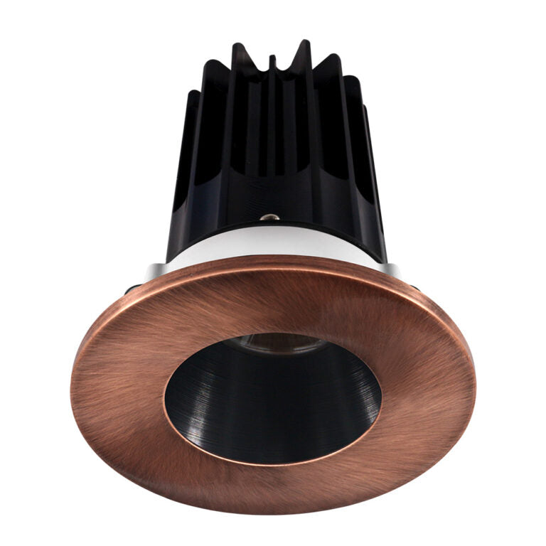 Lotus LED Lights LED-2-S15W-3018K-2RRBK-2RTCP-60D 2 inch Recessed Downlight 15W LED Dim to Warm 3000-1800K 800 lm - 60° Beam Angle - Black Reflector - Round Copper Trim - Type IC Damp Air-Tight T24 CRI 90+