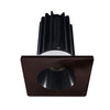 Lotus LED Lights LED-2-S15W-3018K-2RRBK-2STBZ-60D 2 inch Recessed Downlight 15W LED Dim to Warm 3000-1800K 800 lm - 60° Beam Angle - Black Reflector - Square Bronze Trim - Type IC Damp Air-Tight T24 CRI 90+