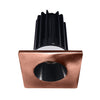 Lotus LED Lights LED-2-S15W-3018K-2RRBK-2STCP-60D 2 inch Recessed Downlight 15W LED Dim to Warm 3000-1800K 800 lm - 60° Beam Angle - Black Reflector - Square Copper Trim - Type IC Damp Air-Tight T24 CRI 90+