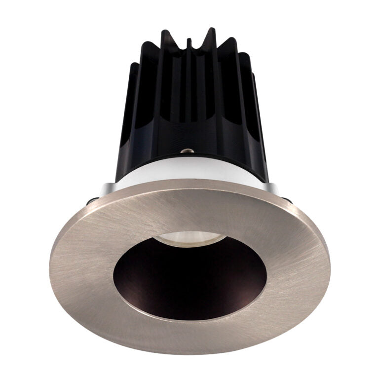 Lotus LED Lights LED-2-S15W-30K-2RRBZ-2RTBN-24D 2 inch Recessed Downlight 15W LED 3000K 1000 lm - 24° Beam Angle - Bronze Reflector - Round Brushed Nickel Trim - Type IC Damp Air-Tight T24 CRI 90+