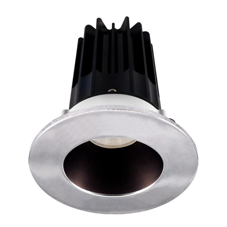 Lotus LED Lights LED-2-S15W-3018K-2RRBZ-2RTCH-60D 2 inch Recessed Downlight 15W LED Dim to Warm 3000-1800K 800 lm - 60° Beam Angle - Bronze Reflector - Round Chrome Trim - Type IC Damp Air-Tight T24 CRI 90+
