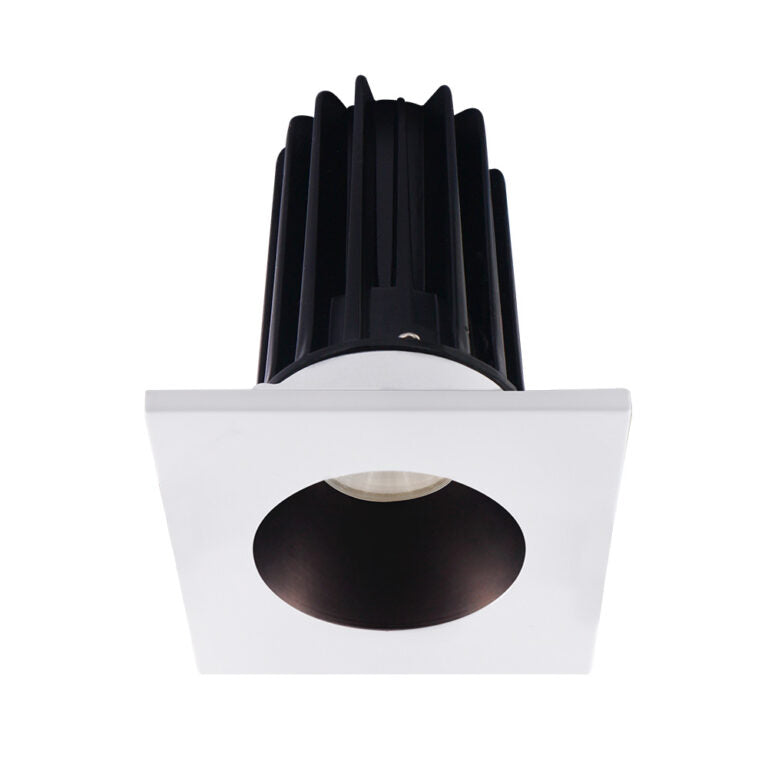 Lotus LED Lights LED-2-S15W-5CCT-2RRBZ-2STWH-60D 2 inch Recessed Downlight 15W LED 5CCT 1000 lm - 60° Beam Angle - Bronze Reflector - Square White Trim - Type IC Damp Air-Tight T24 CRI 90+