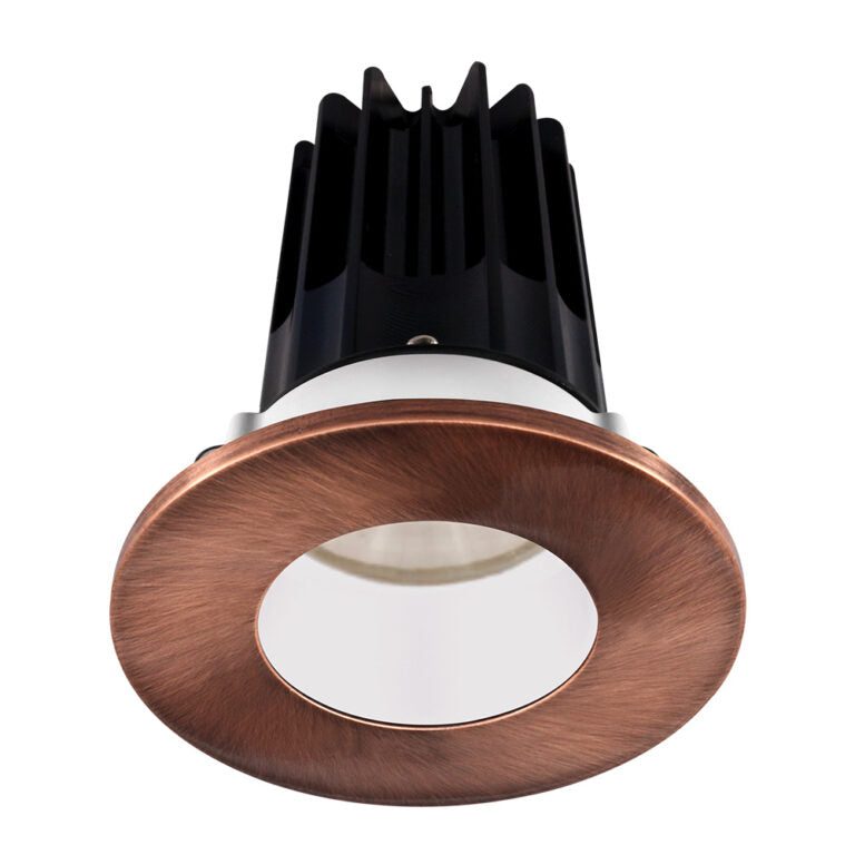 Lotus LED Lights LED-2-S15W-3018K-2RRWH-2RTCP-60D 2 inch Recessed Downlight 15W LED Dim to Warm 3000-1800K 800 lm - 60° Beam Angle - White Reflector - Round Copper Trim - Type IC Damp Air-Tight T24 CRI 90+