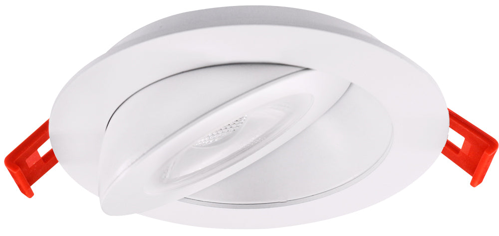 4 Inch Round Floating Gimbal Recessed LED Downlight - 9 Watt - Selectable 5CCT 2700 to 5000 Kelvin - White - 60 Deg. Beam